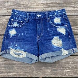 Lovers + Friends Dylan Distressed Denim Jean Shorts Rolled Hem Size 26